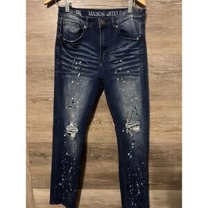 Maison Article Jeans Men size 32 X 32 Johnny Straight Leg Splattered Paint